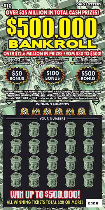 $500,000 Bankroll scratchcard - game number #1031 - front