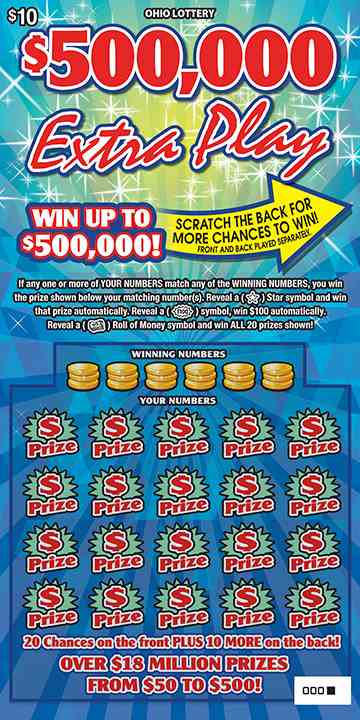 $500,000 Extra Play scratchcard - game number #841 - front