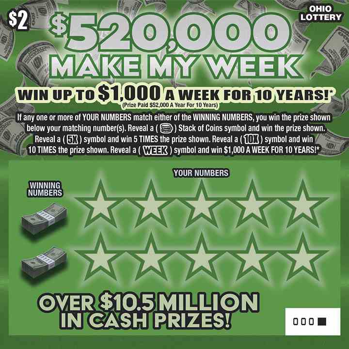 $520,000 Make My Week scratchcard - game number #764 - front