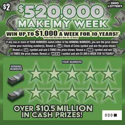$520,000 Make My Week scratchcard - game number #764 - front