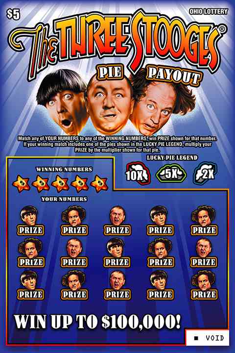3 Stooges Pie Payout scratchcard - game number #1022 - front
