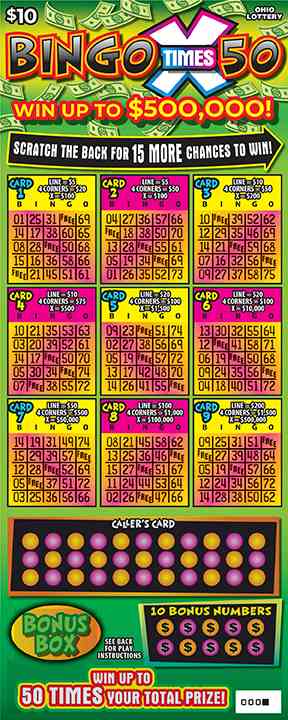 Bingo 50X scratchcard - game number #847 - front