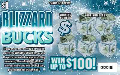 Blizzard Bucks scratchcard - game number #1057 - front