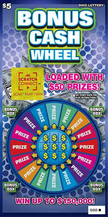 Bonus Cash Wheel scratchcard - game number #1089 - front