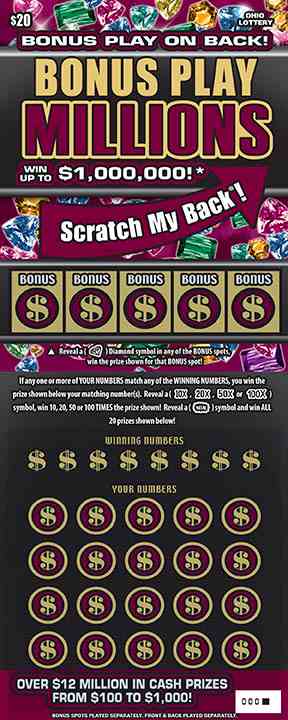 Bonus Play Millions scratchcard - game number #1061 - front