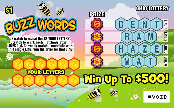 Buzz Words scratchcard - game number #848 - front