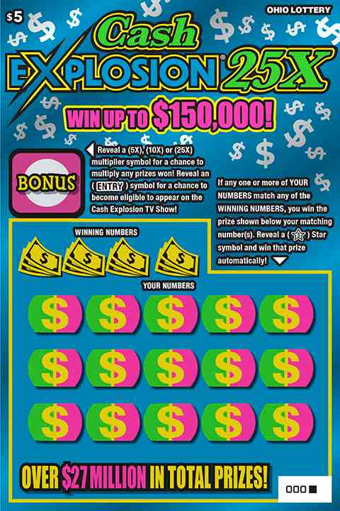 Cash Explosion 25X scratchcard - game number #782 - front