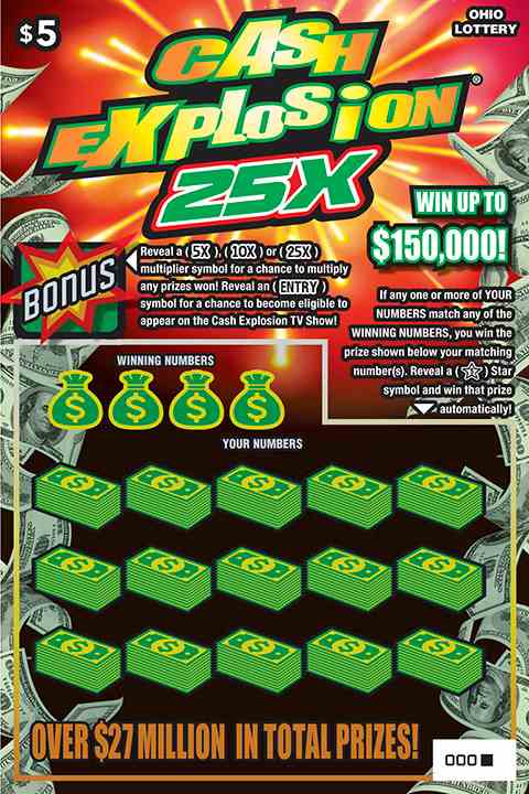 Cash Explosion 25X scratchcard - game number #891 - front