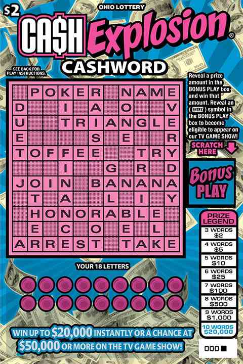 Cash Explosion Cashword scratchcard - game number #670 - front