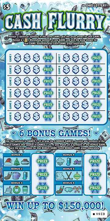 Cash Flurry scratchcard - game number #820 - front