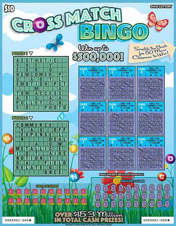 Cross Match Bingo scratchcard - game number #1078 - front