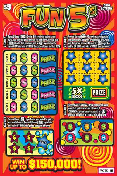 Fun 5S scratchcard - game number #1082 - front