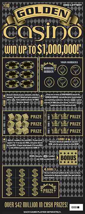 Golden Casino scratchcard - game number #826 - front