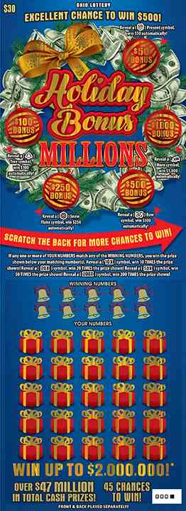 Holiday Bonus Millions scratchcard - game number #882 - front