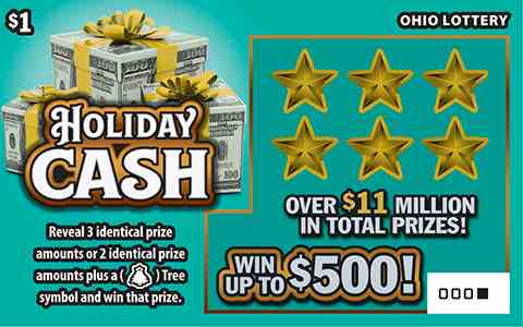 Holiday Cash scratchcard - game number #1044 - front