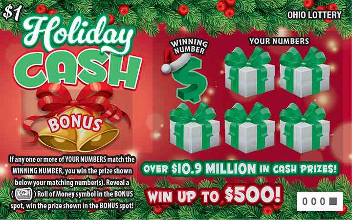 Holiday Cash scratchcard - game number #1106 - front