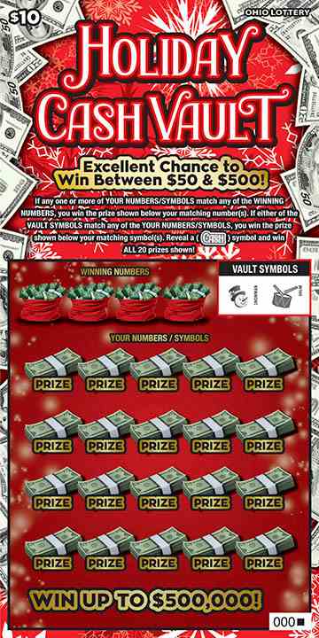 Holiday Cash Vault scratchcard - game number #1047 - front