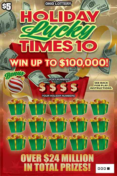 Holiday Lucky Times 10 scratchcard - game number #1046 - front