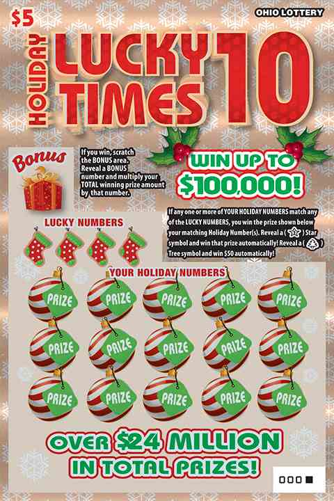 Holiday Lucky Times 10 scratchcard - game number #878 - front