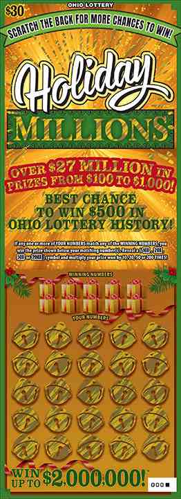 Holiday Millions scratchcard - game number #1049 - front