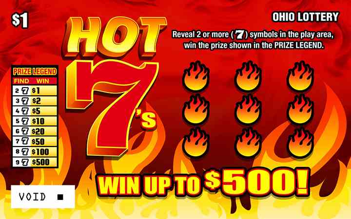 Hot 7S scratchcard - game number #1020 - front