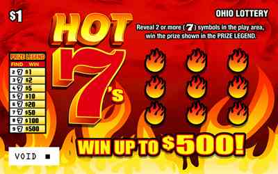 Hot 7S scratchcard - game number #1020 - front
