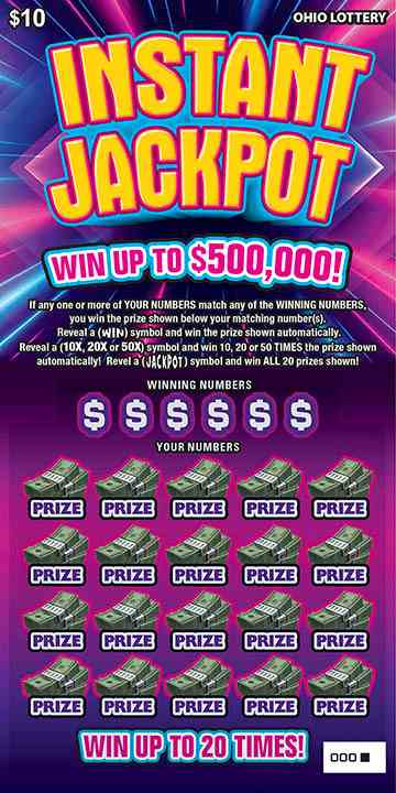 Instant Jackpot scratchcard - game number #1090 - front