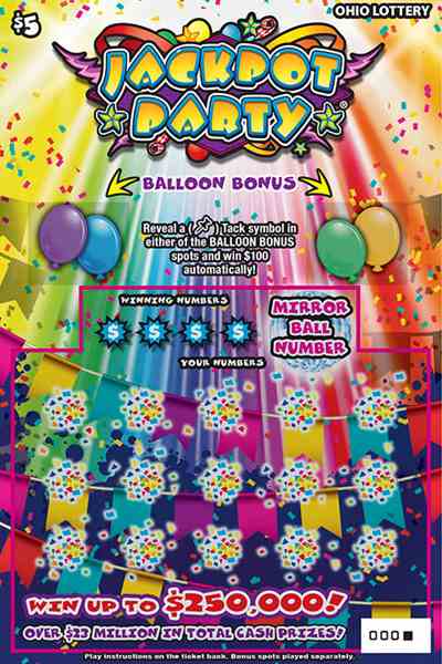 Jackpot Party scratchcard - game number #1065 - front