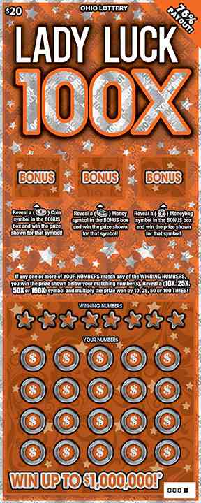 Lady Luck 100X scratchcard - game number #833 - front