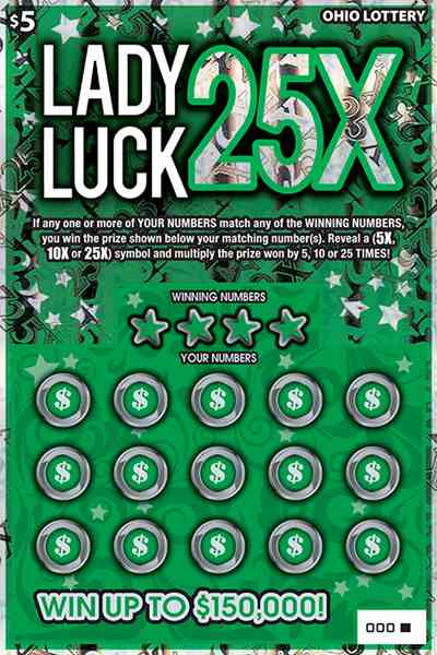 Lady Luck 25X scratchcard - game number #831 - front