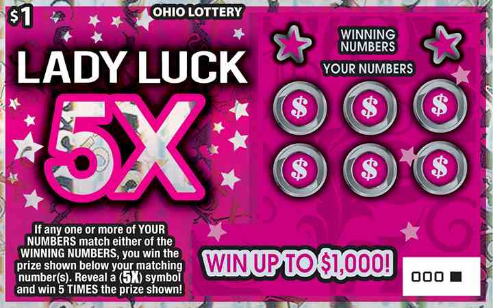 Lady Luck 5X scratchcard - game number #829 - front