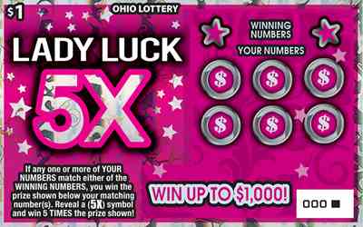 Lady Luck 5X scratchcard - game number #829 - front