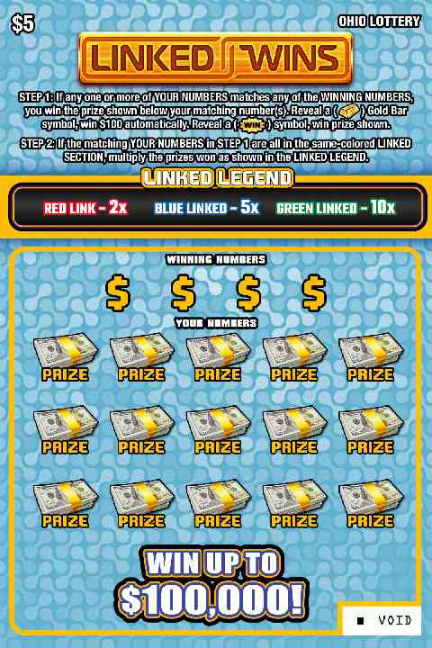 Linked Wins scratchcard - game number #886 - front