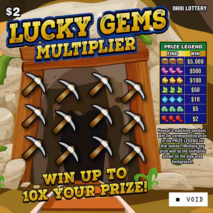 Lucky Gems Multiplier scratchcard - game number #1029 - front