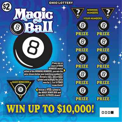 Magic 8 Ball scratchcard - game number #1095 - front