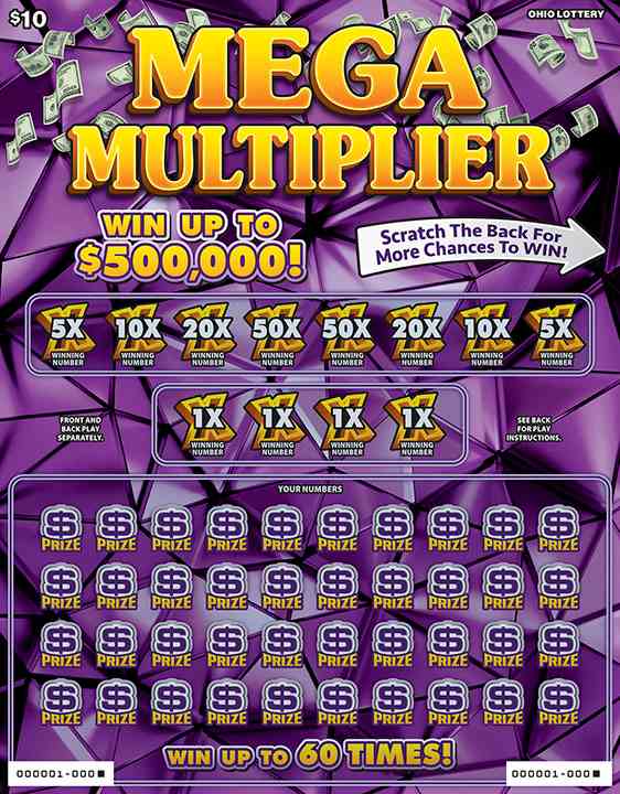 Mega Multiplier (Gigantix) scratchcard - game number #842 - front