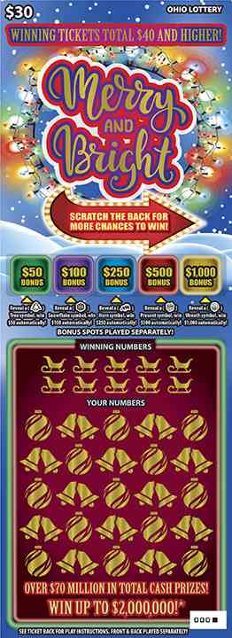 Merry and Bright scratchcard - game number #815 - front