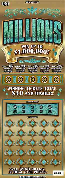 Millions scratchcard - game number #625 - front