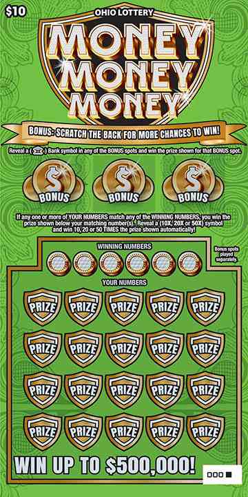 Money, Money, Money scratchcard - game number #1083 - front
