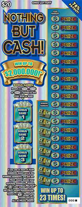 Nothing But Cash scratchcard - game number #778 - front