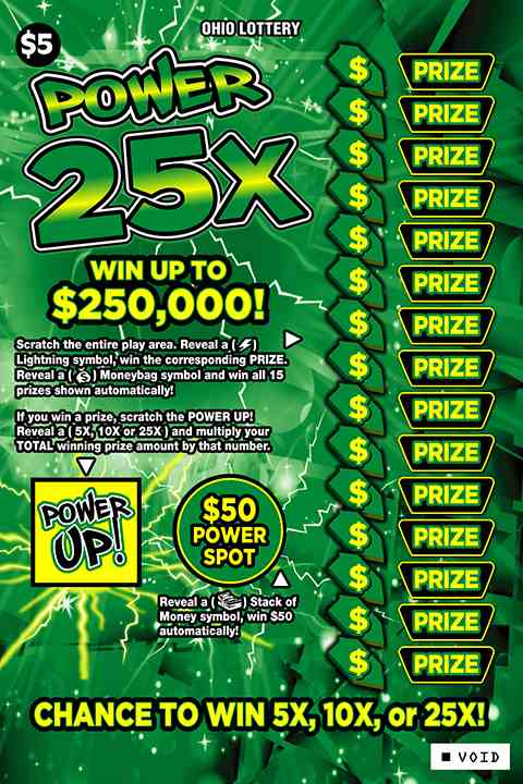 Power 25X scratchcard - game number #713 - front