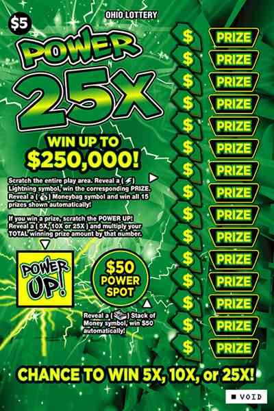 Power 25X scratchcard - game number #713 - front