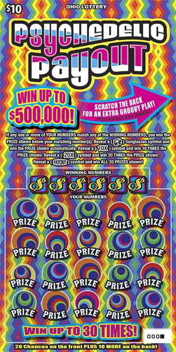 Psychedelic Payout scratchcard - game number #807 - front