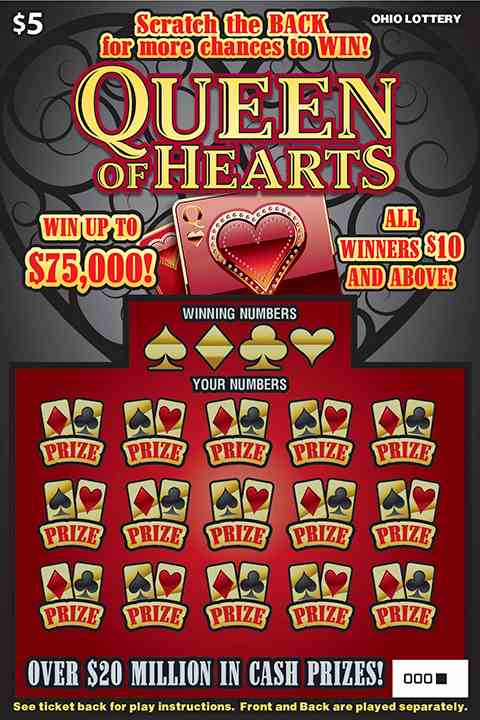 Queen of Hearts scratchcard - game number #825 - front