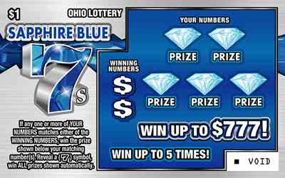Sapphire Blue 7 scratchcard - game number #1088 - front