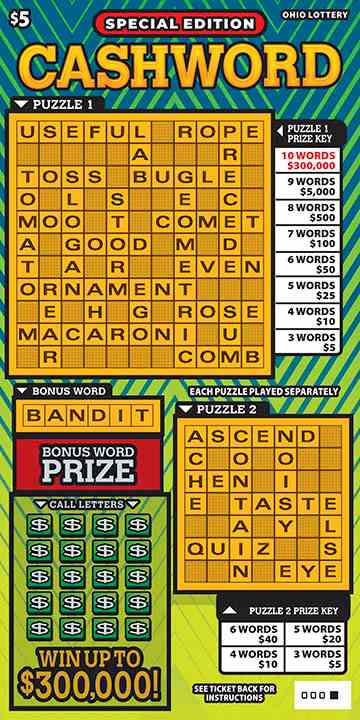 Special Edition Cashword scratchcard - game number #1086 - front