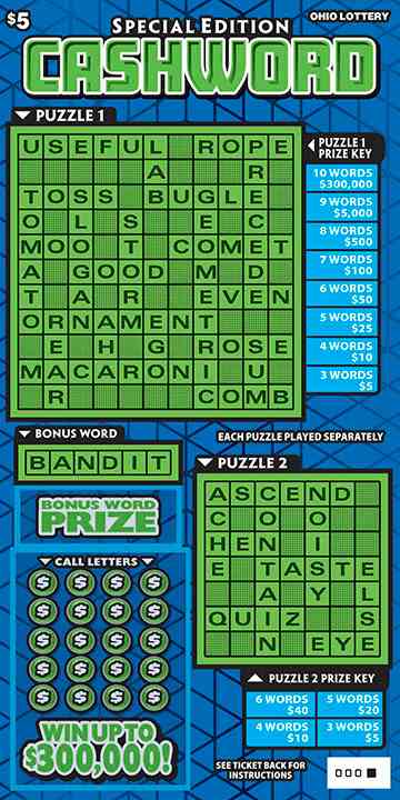 Special Edition Cashword scratchcard - game number #874 - front