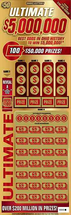 Ultimate $5,000,000 scratchcard - game number #1067 - front