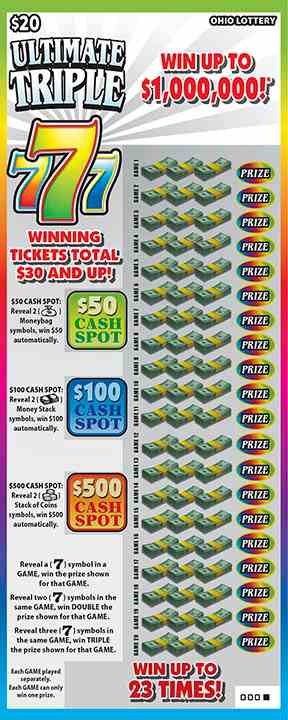 Ultimate Triple 777 scratchcard - game number #1102 - front