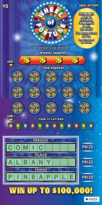 Wheel of Fortune scratchcard - game number #806 - front